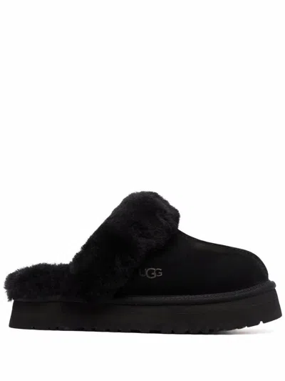 Ugg W Disquette Slides - Leather - Black In Black