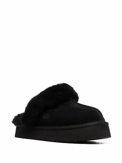 Ugg W Disquette Slides - Leather - Black In Black