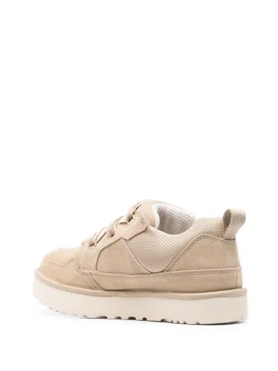Ugg Lo Lowmel Beige Sneakers With Mesh Inserts And Logo On The Side In Suede Man In Neutral