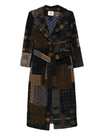 Bye Patchwork Design Wool Coat In Brown