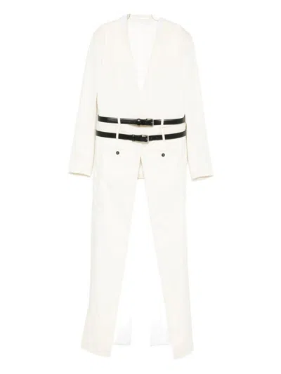 Dsquared2 Double-breasted Coat Featuring Belt Detail In White