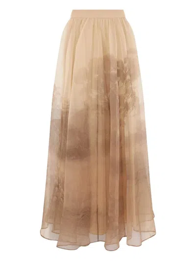 Zimmermann Silk Maxi Dress In Brown