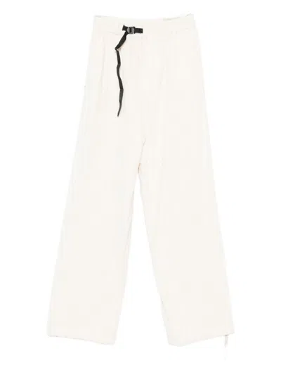 White Sand Drawstring-waist Ribbed Pants In Neutral