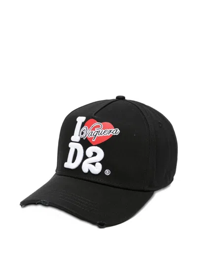 Dsquared2 Distressed Logo-detail Baseball Cap In Black