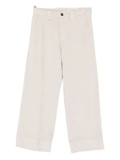White Sand Button-fastening Belt-loops Trousers In Neutral