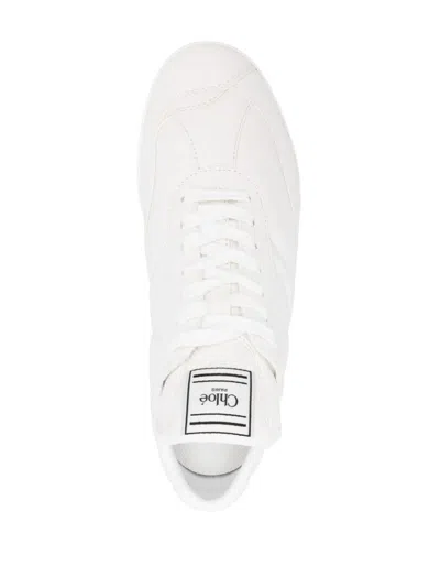 Chloé Kick Leather Sneakers In White