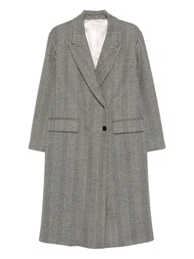 Forte Forte Herringbone Pattern Coat Flap Pockets In Gray