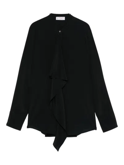 Alberto Biani Long Sleeve Top Ruffle Detail In Black
