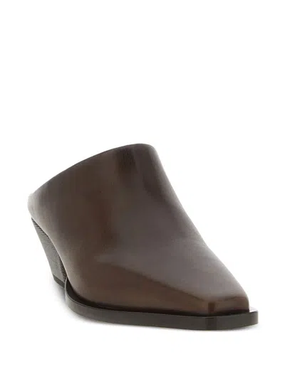 Brunello Cucinelli 'precious Heels' Sabots In Brown
