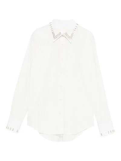 Trame Auree Embellished Striped Shirt In White