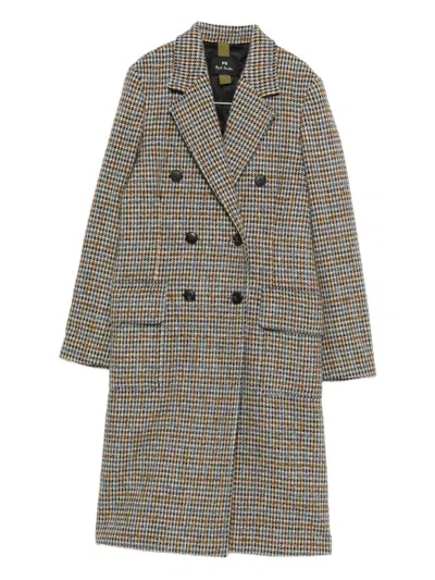 Paul Smith Double-breasted Coat Featuring Front Pockets In Gray