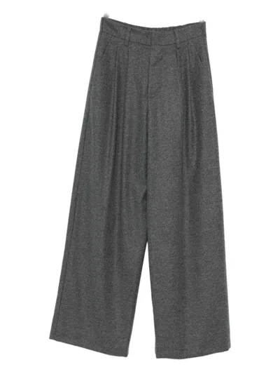 Susanne Bommer Cotton Blend Trousers In Gray