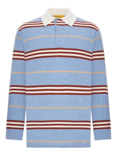 Guest In Residence Cashmere Striped Polo Shirt In Blue