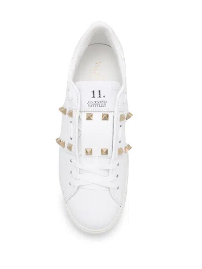 Valentino White Rockstud-embellished Low-top Sneakers In White