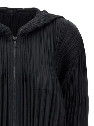 Issey Miyake Mc May Pleated Zip-front Shirt Jacket In Black