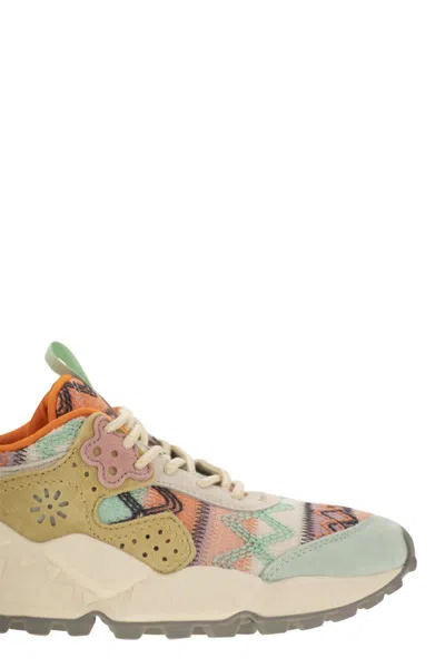 Flower Mountain Kotetsu Sneakers In Suede And Technical Fabric In Multi