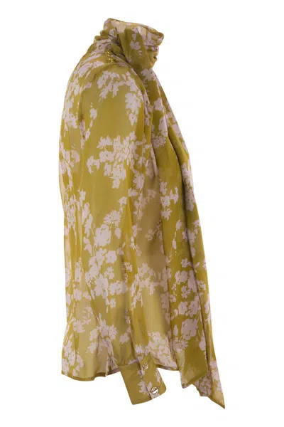 Elisabetta Franchi Printed Silk Voile Blouse In Yellow