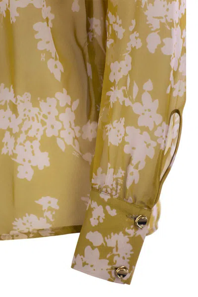 Elisabetta Franchi Printed Silk Voile Blouse In Yellow