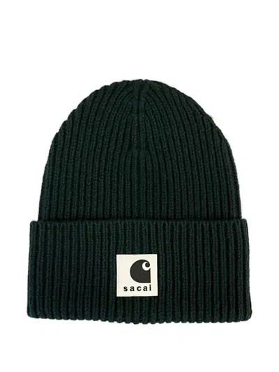 Sacai X Carhartt "carhartt Wip" Wool Knit Beanie Accessories In Green