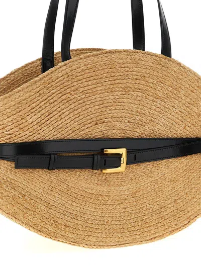 Balmain Medium Structured Shoulder Bag With Woven Texture In Neutral