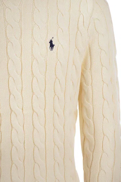 Polo Ralph Lauren Maglia In Cotone A Trecce Regular-fit Sweater In Neutral