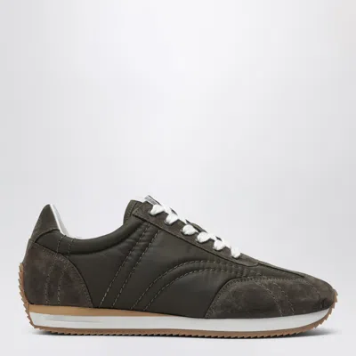 Totême Quilted Suede-trimmed Sneakers In Green
