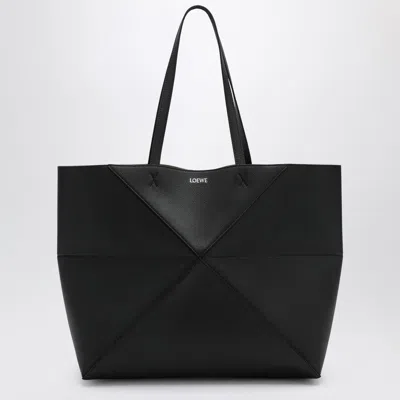 Loewe | Large Puzzle Fold Tote Bag In Black Grenade Leather In Black