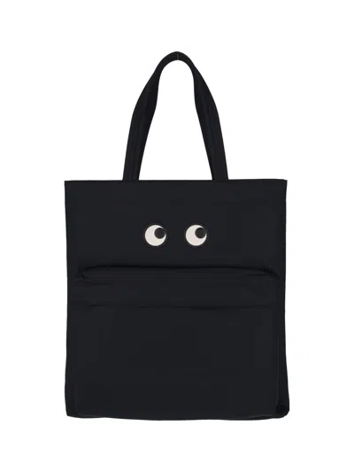 Anya Hindmarch Women Black Nylon Eyes Shopping Bag