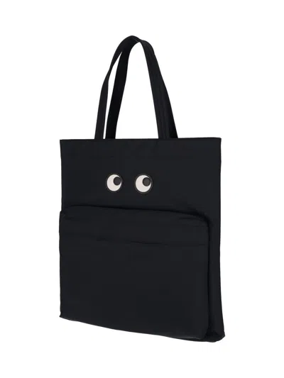Anya Hindmarch Women Black Nylon Eyes Shopping Bag