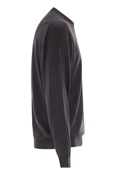 Fedeli Argentina Crew Neck Sweater In Superfine Wool In Black