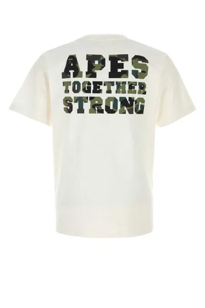 Bape White Cotton T-shirt In White