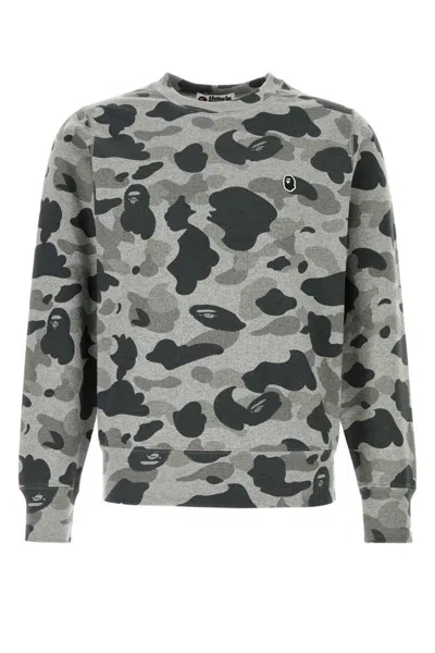 Bape Heather Gray Camo Ape Head One Point Crewneck Swea In Gray