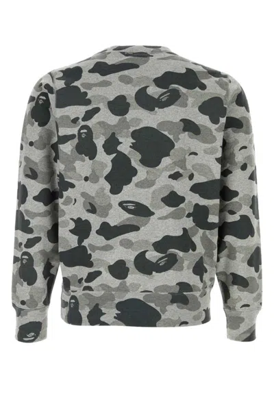 Bape Heather Gray Camo Ape Head One Point Crewneck Swea In Gray