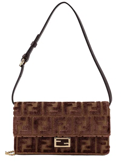 Fendi Chocolate Polyester Blend Bag In Brown