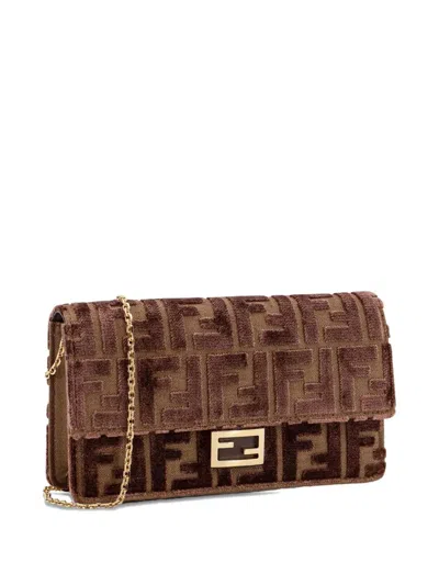 Fendi Chocolate Polyester Blend Bag In Brown