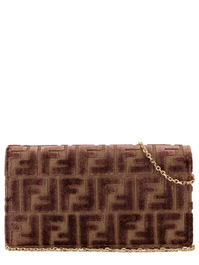 Fendi Chocolate Polyester Blend Bag In Brown