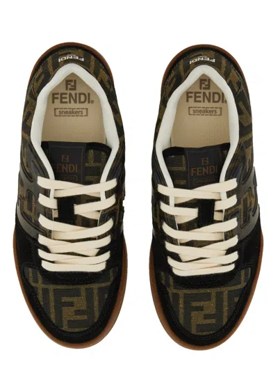 Fendi Match Ff Jacquard Low-top Sneakers In Black