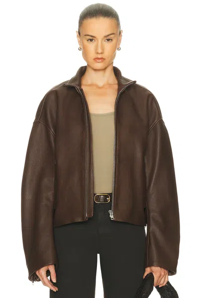Grlfrnd Romy Leather Jacket In Brown