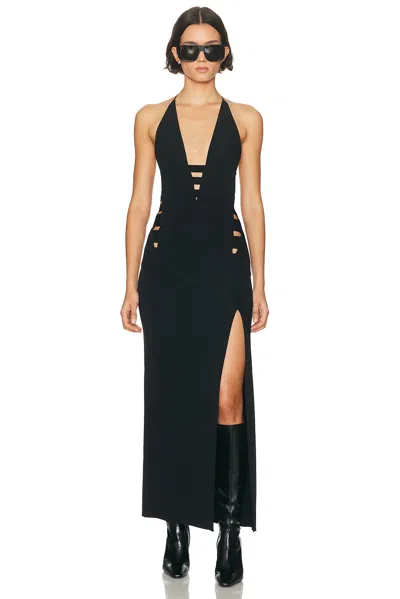 Haelo Deep-v Brace Dress In Black