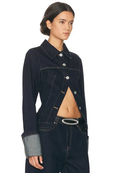 Haelo Cinch Back Trucker Jacket In Blue