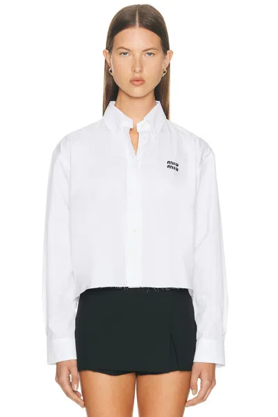 Miu Miu Popeline Shirt In White