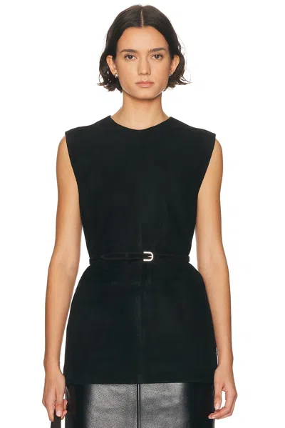 Totême Belted Suede Minidress In Black