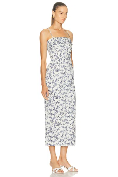 Posse Rue Baroque-print Linen-silk Midi Dress In Multi