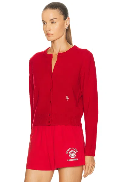 Sporty And Rich Cashmere Cardigan In Red