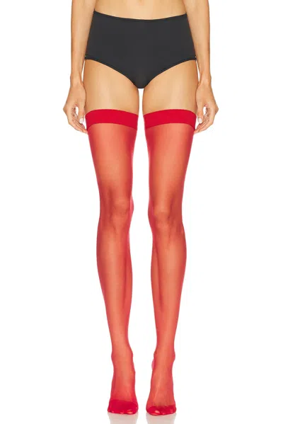 Wolford Individual 10 Stay Up Tights In Red