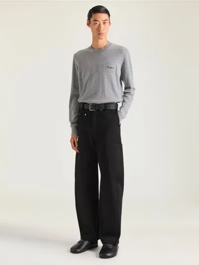 Givenchy Couture Seam Trousers In Cotton Embroidered  Paris In Black