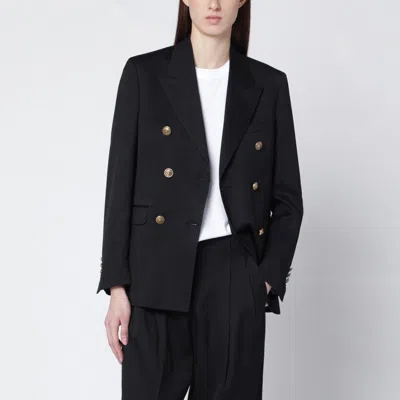 Golden Goose Black Double-breasted Wool Jacket In Blue