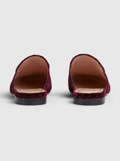 Gucci Princetown Velvet Slippers In Brown