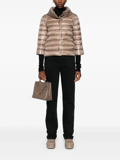 Herno Sofia Nylon Cape In Gold