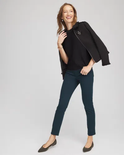 Chico's Dolman Sleeve Crew Neck Pullover Sweater In Black In Black